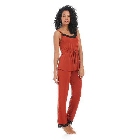 Women's pajamas set with sleeveless- بيجامه حريمي كات بدون اكمام -بيجامات حريمي في مصر لبس بيتي 