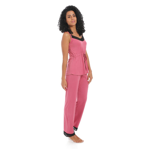 Women's pajamas set with sleeveless- بيجامه حريمي كات بدون اكمام -بيجامات حريمي في مصر لبس بيتي 