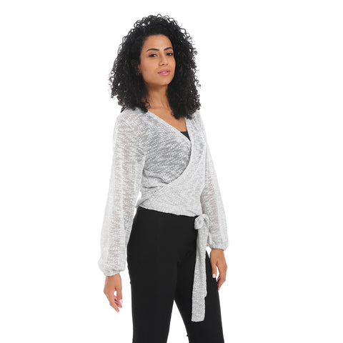 Women's wrap blouse with a belt in the middle- بلوزه حريمي في مصر-بلوزات قطن نسائي -بلوزات حريمي 
