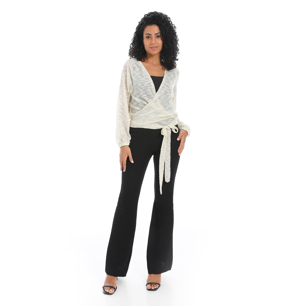 Women's wrap blouse with a belt in the middle- بلوزه حريمي في مصر-بلوزات قطن نسائي -بلوزات حريمي 