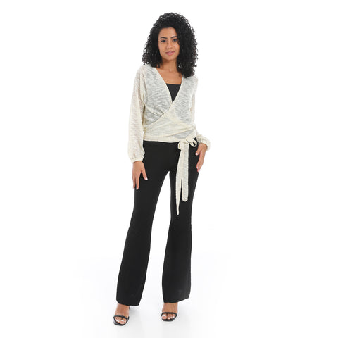 Women's wrap blouse with a belt in the middle- بلوزه حريمي في مصر-بلوزات قطن نسائي -بلوزات حريمي 