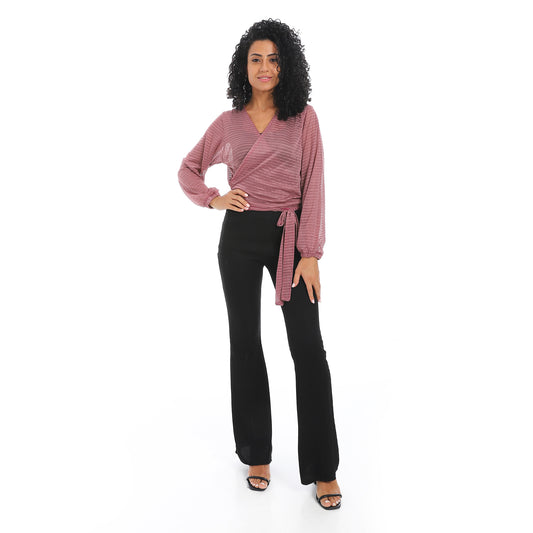 Women's wrap blouse with a belt in the middle بلوزه حريمي ,بلوزه صيفي في مصر.بلوزه حريمي في مصر 
