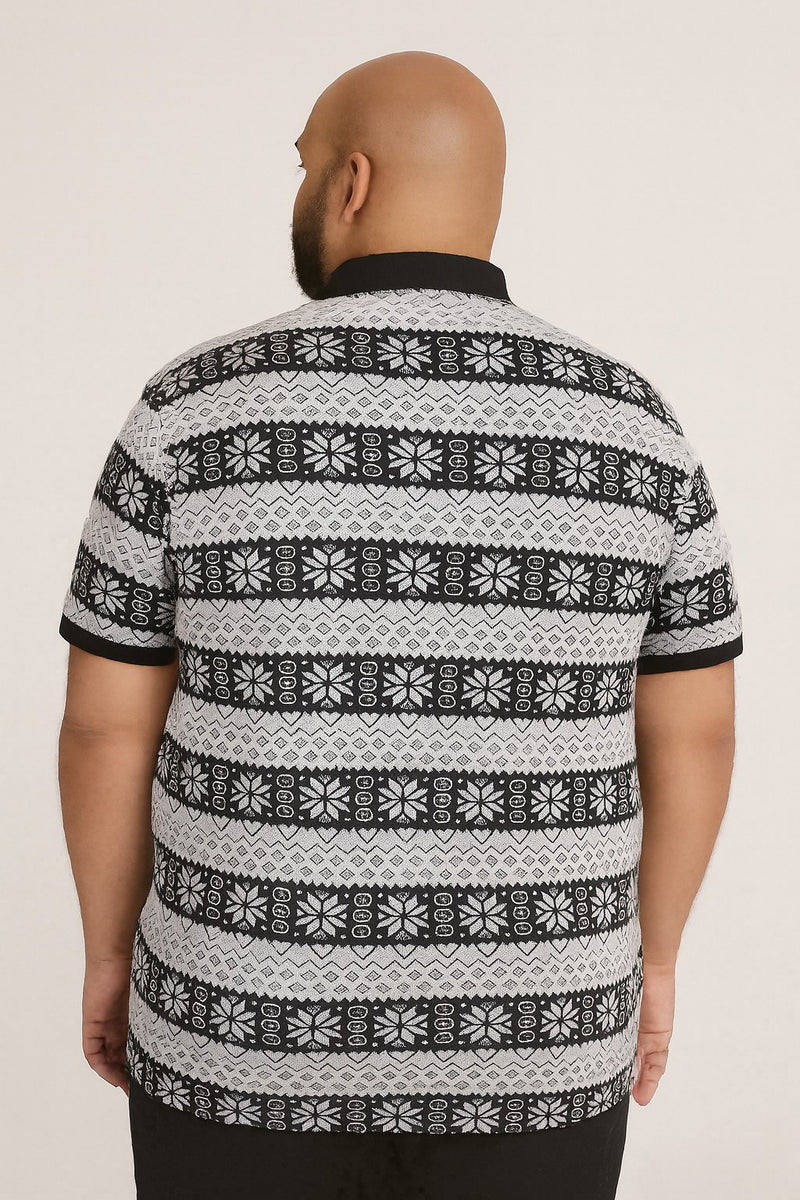 Men's patterned half-neck polo shirt – CAESAR