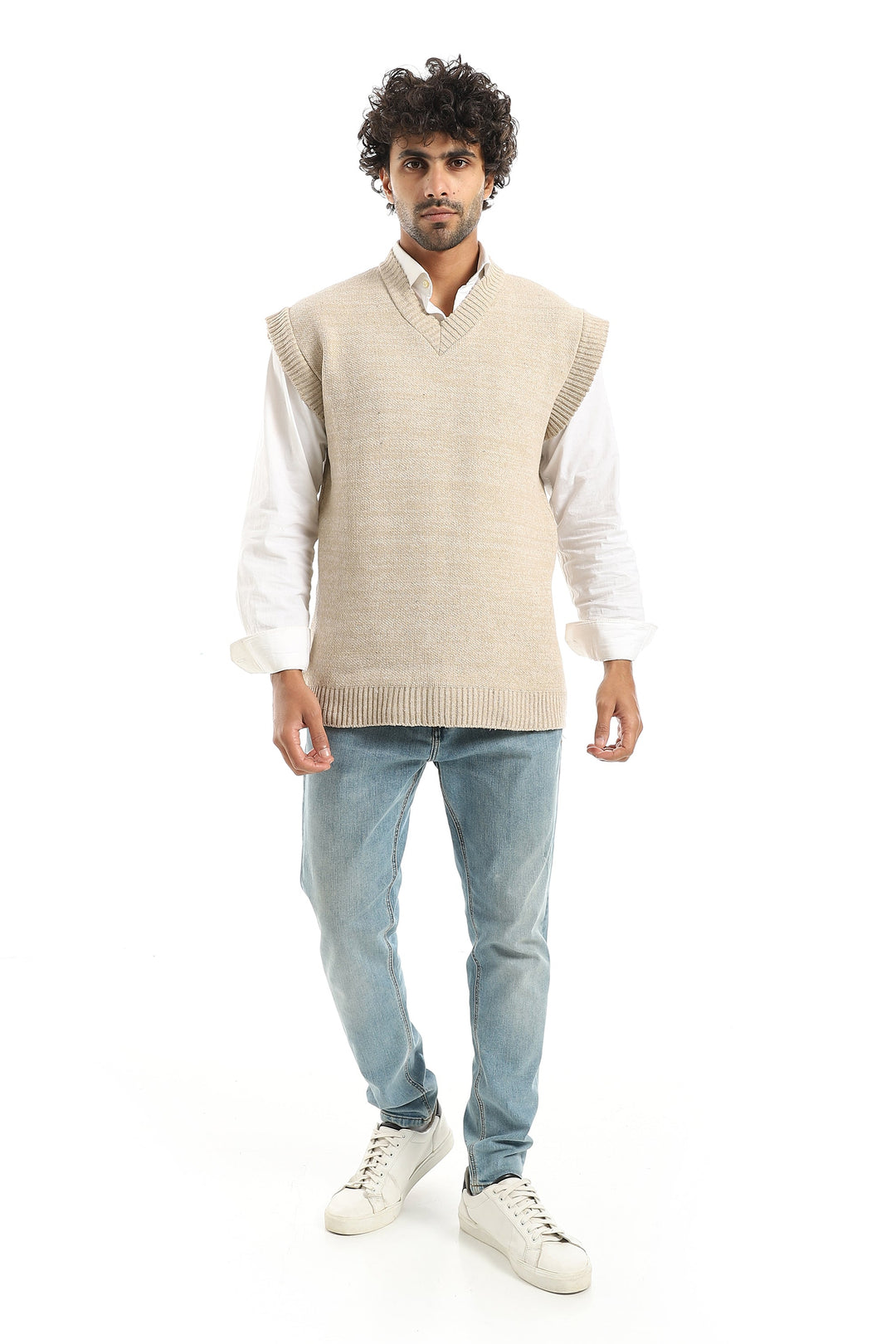 Men's V-neck sleeveless wool vest – CAESAR