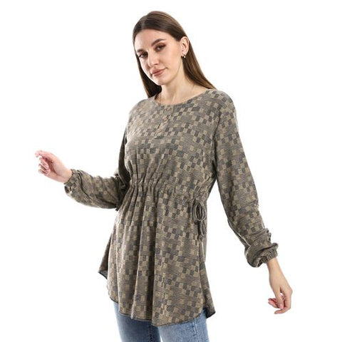 Women Plain Blouse with Long Sleeves Multicolor