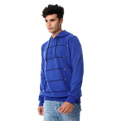 Mens Closed Hoodie With Silver Buttons