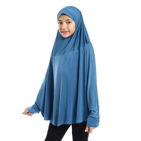 Plain Prayer Veil for Girls with Long Sleeves Navy blue