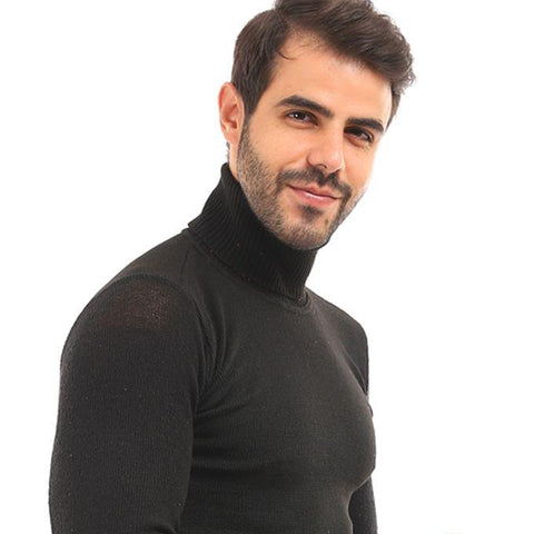 mens wool pullover with high neck