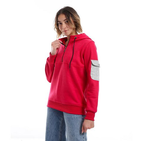 Women's sweatshirt with sleeve Pocket and zipper