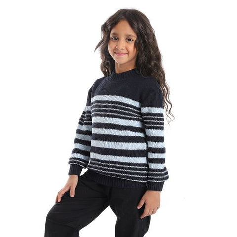 Girls Wool Pullover With Mutlicolour Design