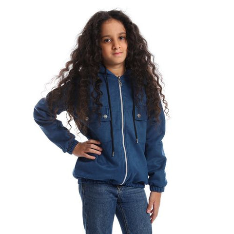 Girls Shamois Lining Jacket With Pockets And Zipper