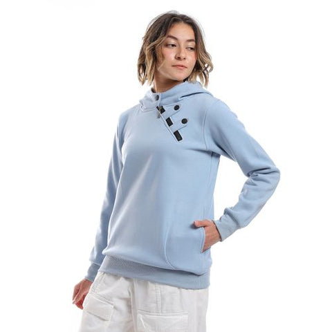 Women Closed Hoodie With Zipper and Buttons