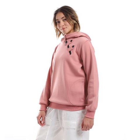 Women Closed Hoodie With Zipper and Buttons