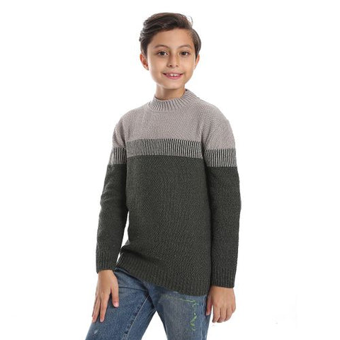 Wool Boys Pullover With Multi Design