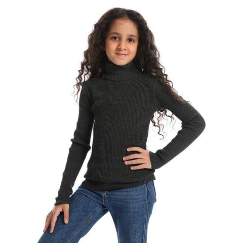 Girls Wool Pullover With High Neck