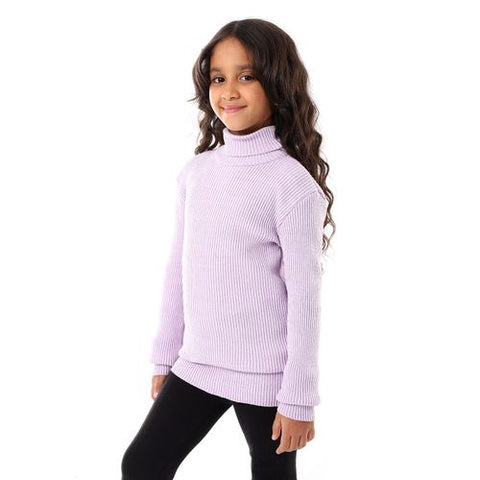 Girls Wool Pullover With High Neck