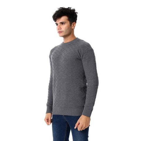 Men wool pullover with round neck