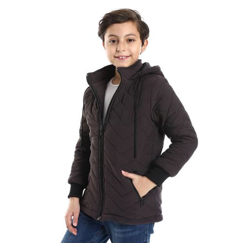 Boys Capotene Lining Jacket With Zipper-black