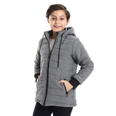 Boys Capotene Lining Jacket With Zipper-grey