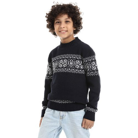 Boys Wool Pullover with Multi Design