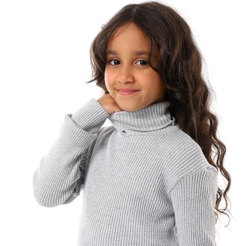 Girls Wool Pullover With High Neck