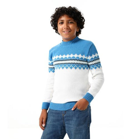 Wool Boys Pullover With Multi Design