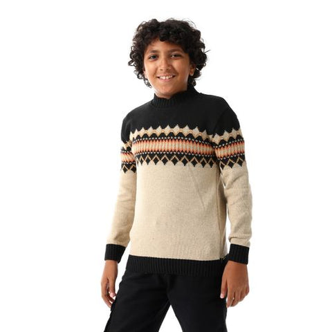 Wool Boys Pullover With Multi Design