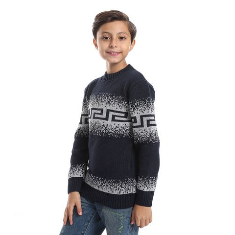 Wool Boys Pullover With Multi Design