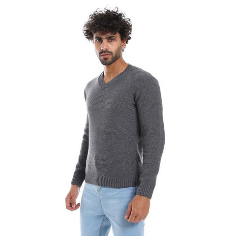 Men wool Pullover with V Neck