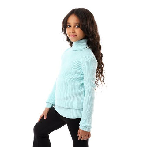 Girls Wool Pullover With High Neck