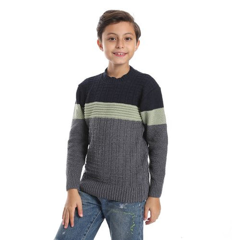 Wool Boys Pullover With Multi Design