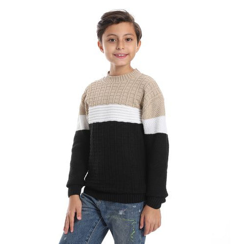 Wool Boys Pullover With Multi Design