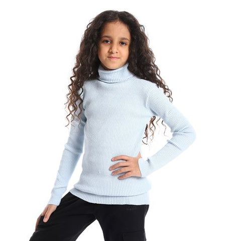 Girls Wool Pullover With High Neck