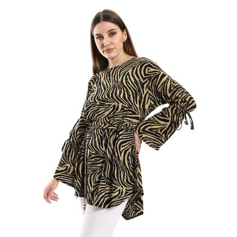 Women Tiger Blouse With Long Sleeves-Multicolour