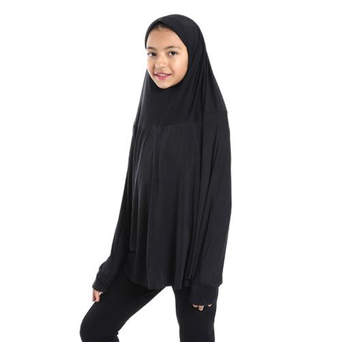 Plain Prayer Veil for Girls with Long Sleeves black