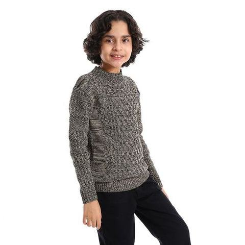 Wool Boys Pullover With Multi Design