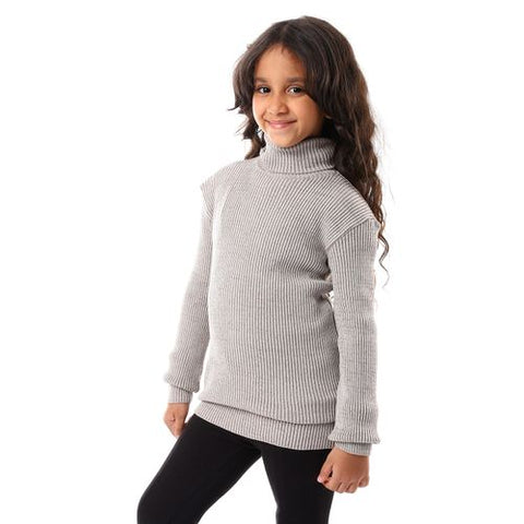 Girls Wool Pullover With High Neck