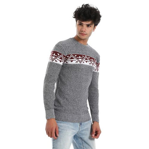 Men's Wool Pullover with Multi Design