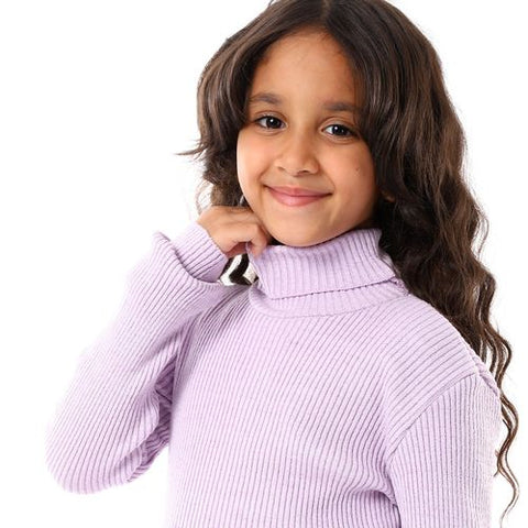 Girls Wool Pullover With High Neck