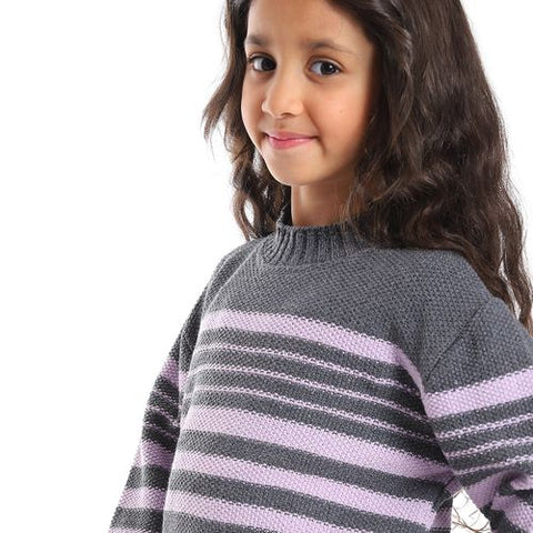 Girls Wool Pullover with Multi Design LINES