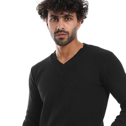 Men's wool Pullover with V Neck