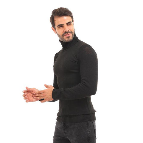 mens wool pullover with high neck