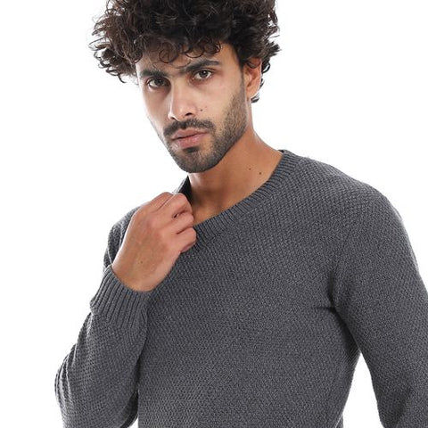 Men wool Pullover with V Neck