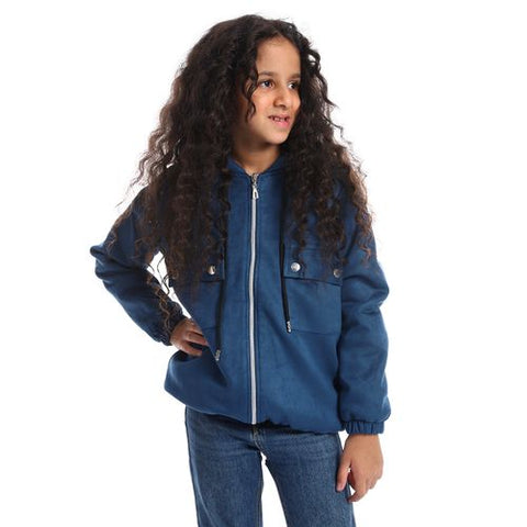 Girls Shamois Lining Jacket With Pockets And Zipper