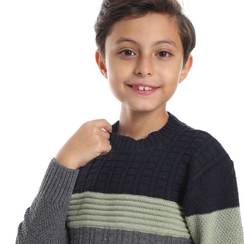 Wool Boys Pullover With Multi Design