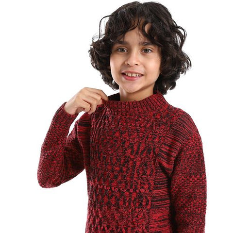 Wool Boys Pullover With Multi Design