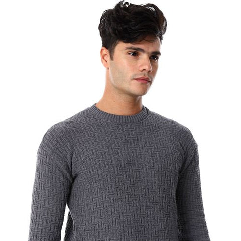 Men wool pullover with round neck