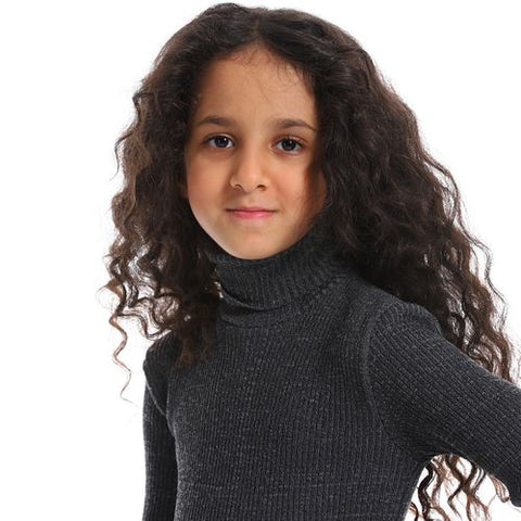 Girls Wool Pullover With High Neck