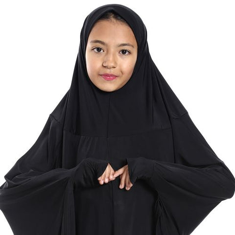 Plain Prayer Veil for Girls with Long Sleeves black