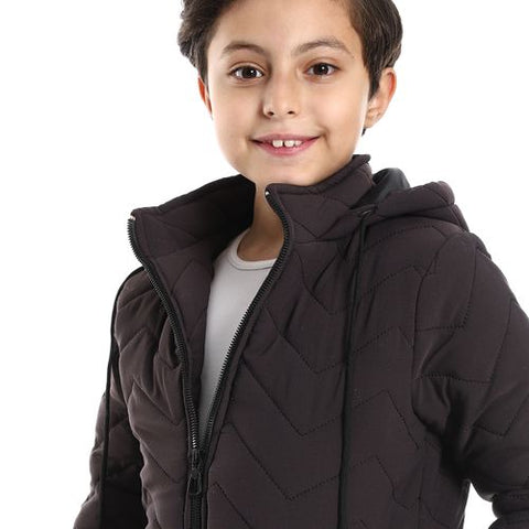 Boys Capotene Lining Jacket With Zipper-black